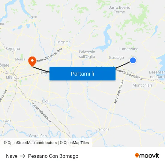 Nave to Pessano Con Bornago map