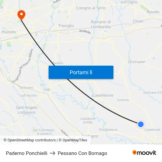 Paderno Ponchielli to Pessano Con Bornago map
