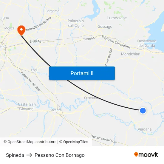 Spineda to Pessano Con Bornago map