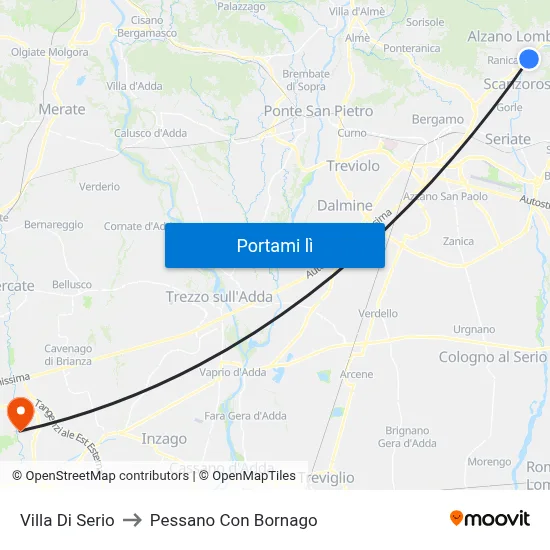 Villa Di Serio to Pessano Con Bornago map