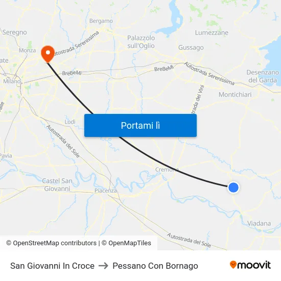 San Giovanni In Croce to Pessano Con Bornago map