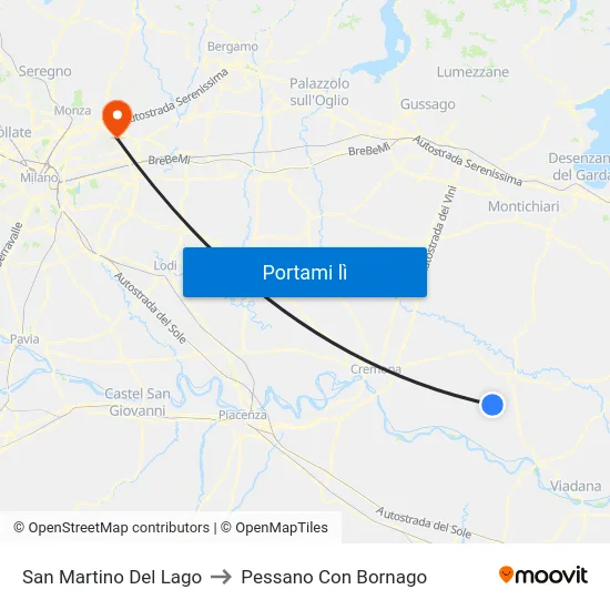 San Martino Del Lago to Pessano Con Bornago map