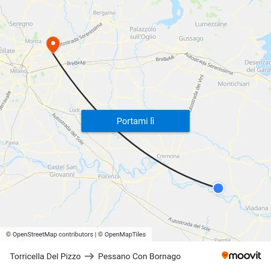 Torricella Del Pizzo to Pessano Con Bornago map