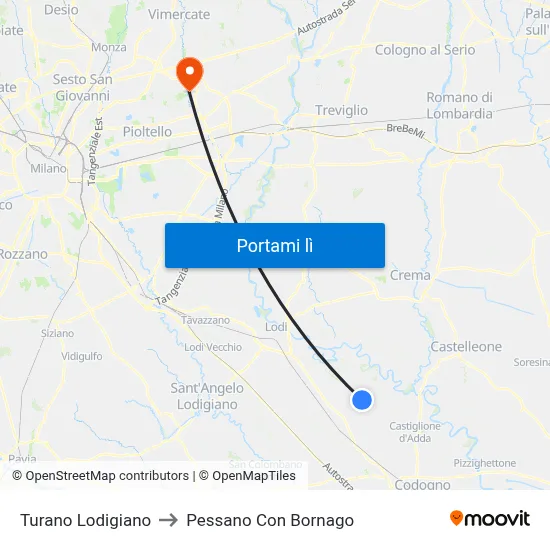 Turano Lodigiano to Pessano Con Bornago map