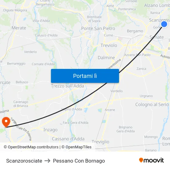 Scanzorosciate to Pessano Con Bornago map