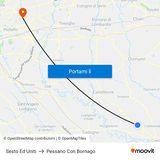 Sesto Ed Uniti to Pessano Con Bornago map
