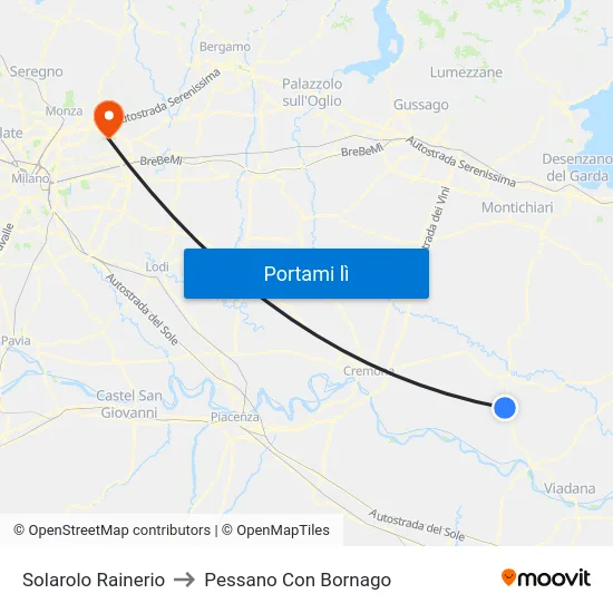 Solarolo Rainerio to Pessano Con Bornago map
