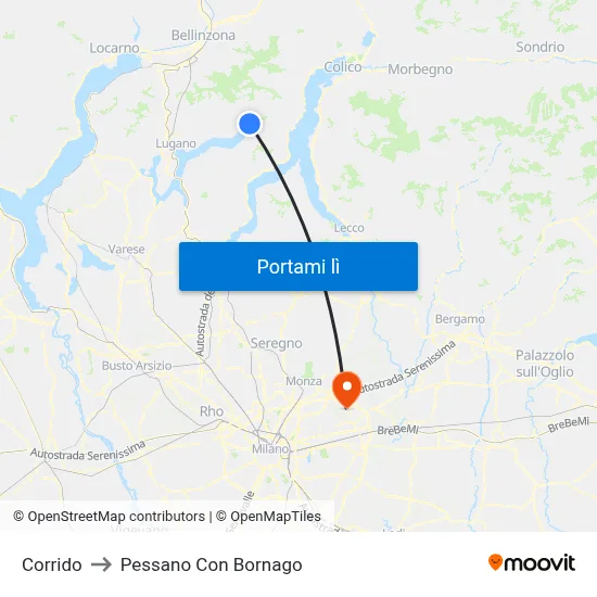Corrido to Pessano Con Bornago map