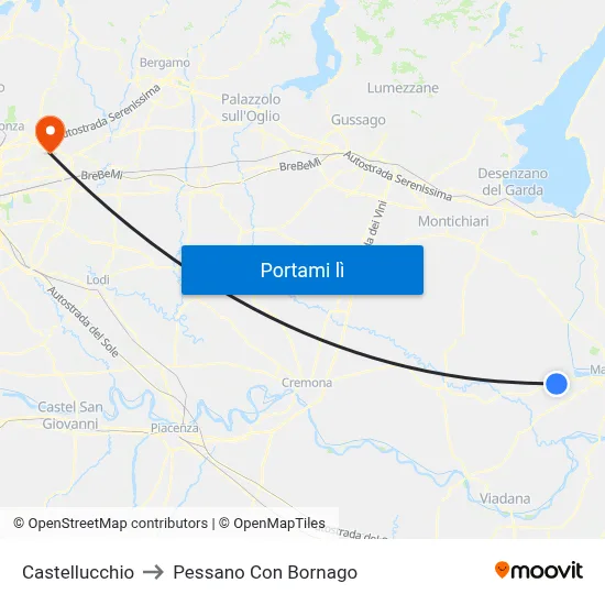 Castellucchio to Pessano Con Bornago map