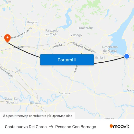 Castelnuovo Del Garda to Pessano Con Bornago map