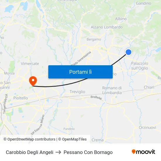 Carobbio Degli Angeli to Pessano Con Bornago map