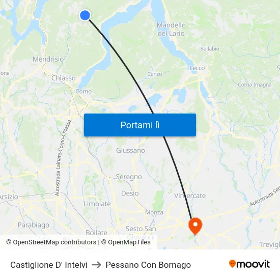 Castiglione D' Intelvi to Pessano Con Bornago map