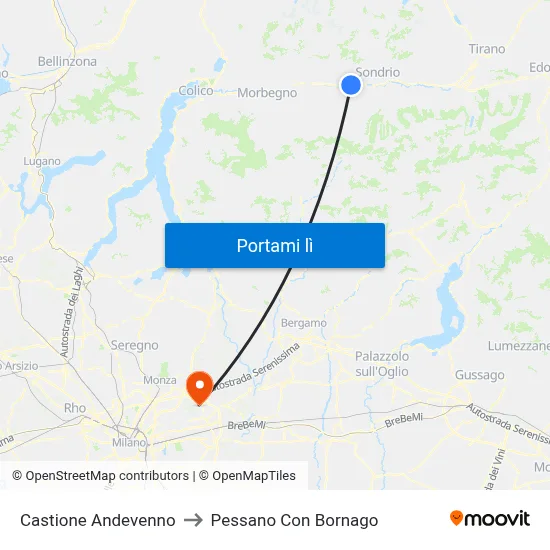 Castione Andevenno to Pessano Con Bornago map