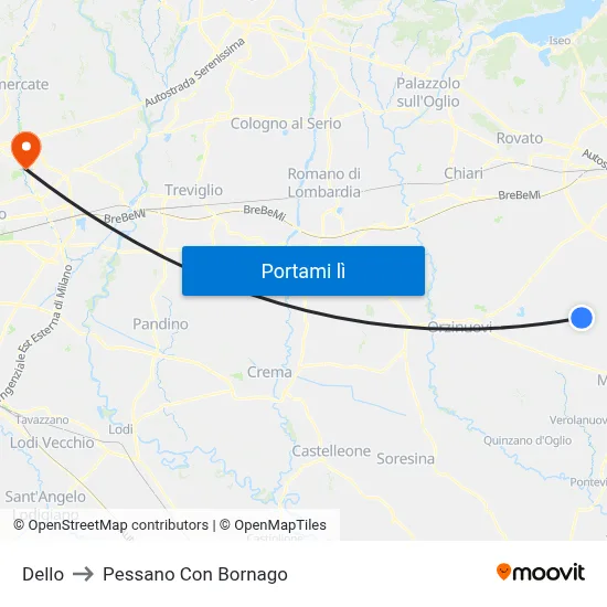 Dello to Pessano Con Bornago map