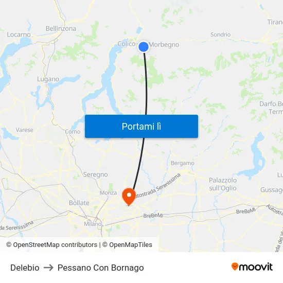 Delebio to Pessano Con Bornago map