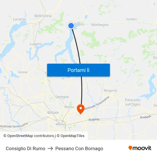 Consiglio Di Rumo to Pessano Con Bornago map