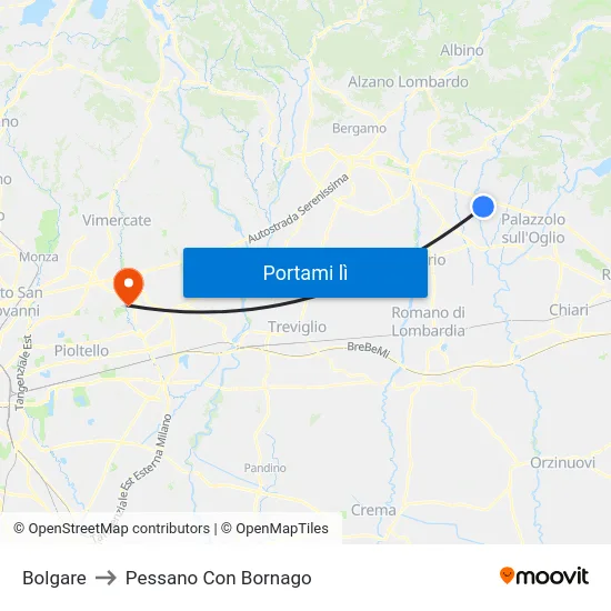 Bolgare to Pessano Con Bornago map
