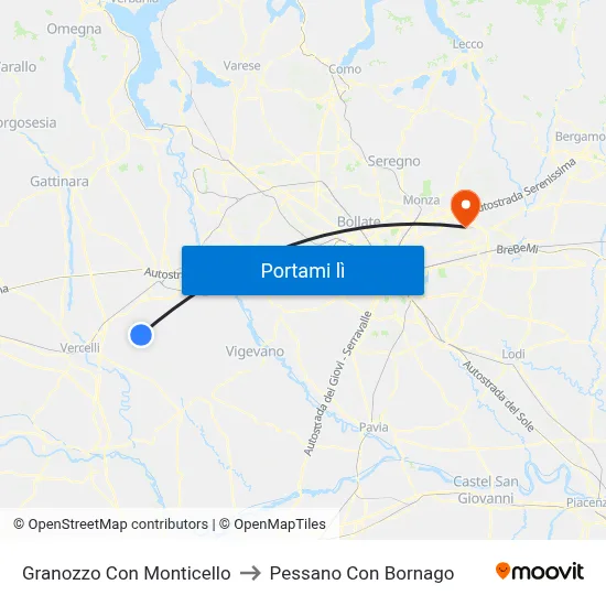 Granozzo Con Monticello to Pessano Con Bornago map