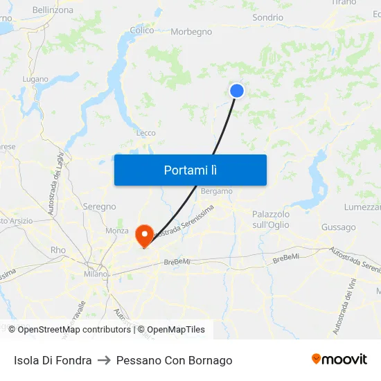 Isola Di Fondra to Pessano Con Bornago map