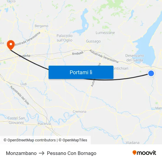Monzambano to Pessano Con Bornago map