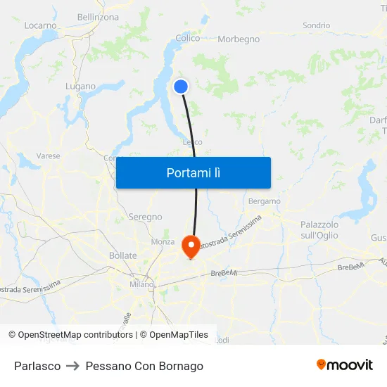 Parlasco to Pessano Con Bornago map