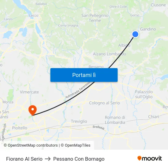 Fiorano Al Serio to Pessano Con Bornago map
