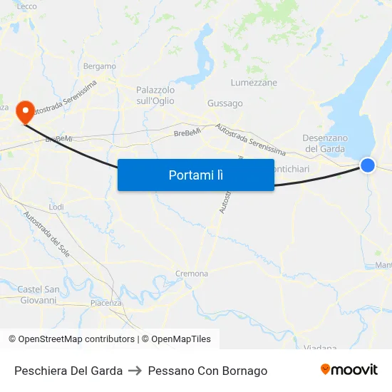 Peschiera Del Garda to Pessano Con Bornago map