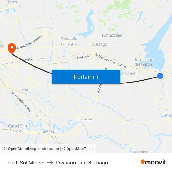 Ponti Sul Mincio to Pessano Con Bornago map