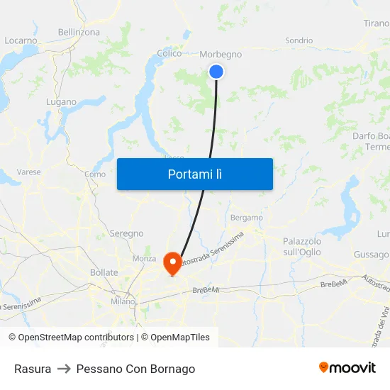 Rasura to Pessano Con Bornago map