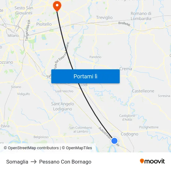 Somaglia to Pessano Con Bornago map