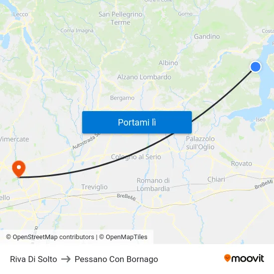 Riva Di Solto to Pessano Con Bornago map