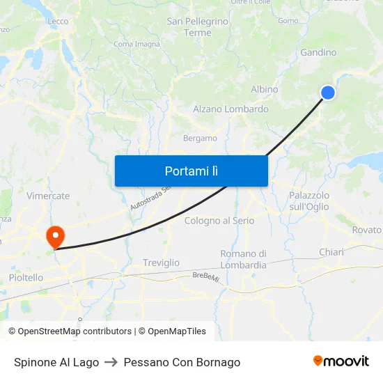 Spinone Al Lago to Pessano Con Bornago map
