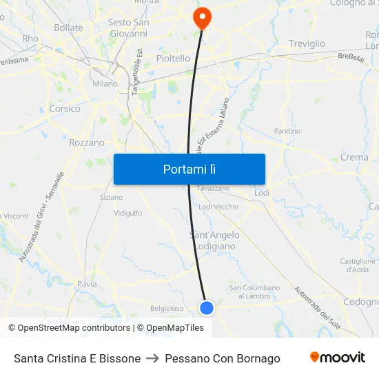 Santa Cristina E Bissone to Pessano Con Bornago map