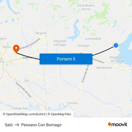 Salò to Pessano Con Bornago map