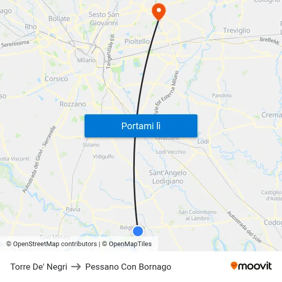 Torre De' Negri to Pessano Con Bornago map