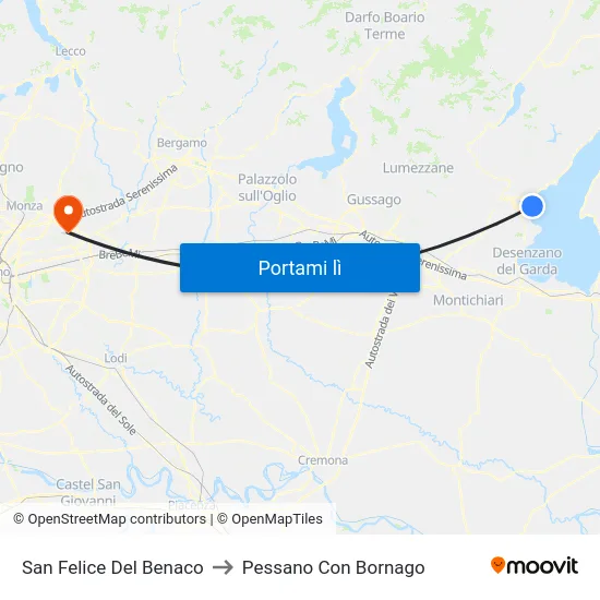 San Felice Del Benaco to Pessano Con Bornago map