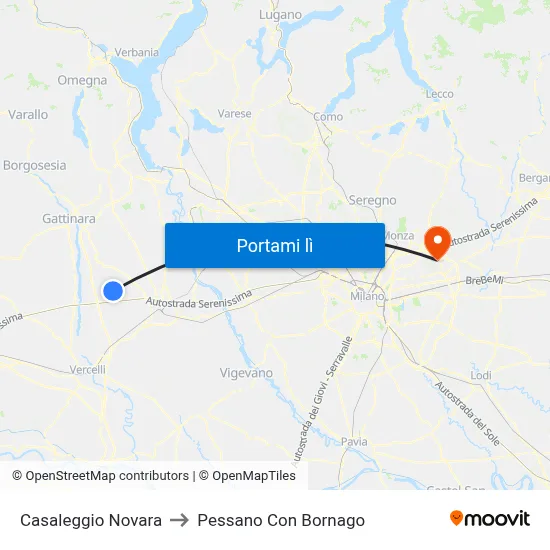 Casaleggio Novara to Pessano Con Bornago map