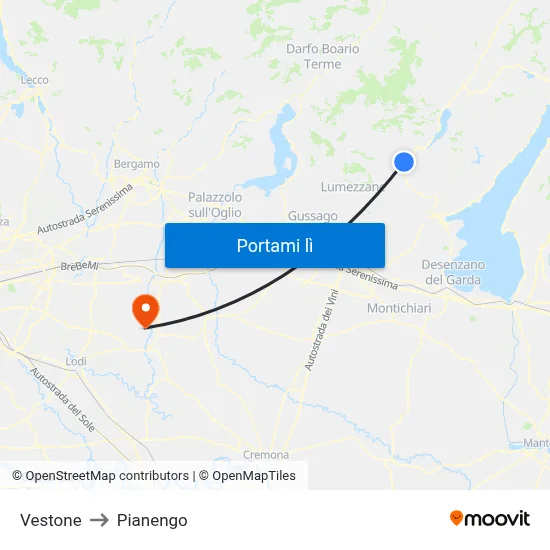 Vestone to Pianengo map