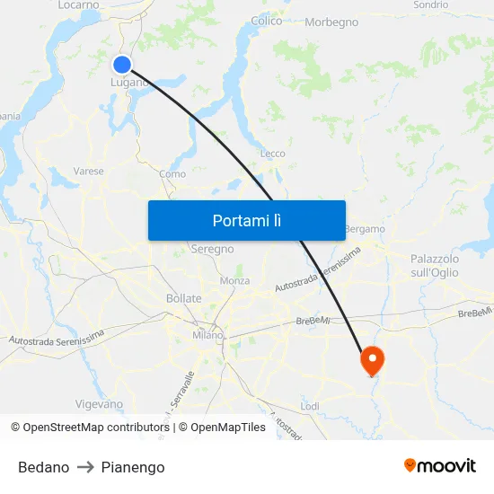 Bedano to Pianengo map