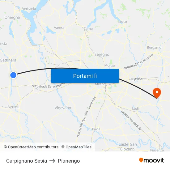Carpignano Sesia to Pianengo map