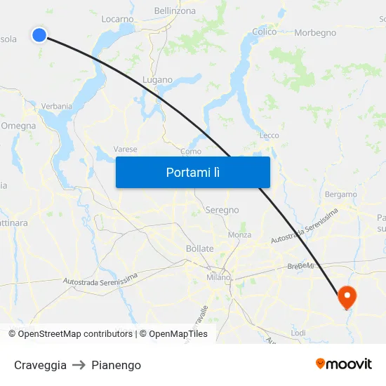 Craveggia to Pianengo map
