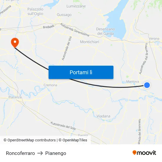 Roncoferraro to Pianengo map