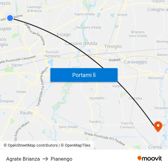 Agrate Brianza to Pianengo map