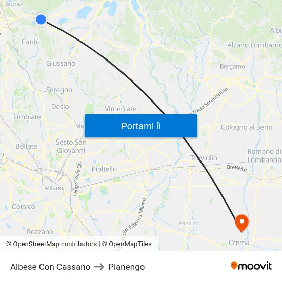 Albese Con Cassano to Pianengo map
