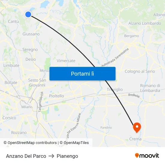 Anzano Del Parco to Pianengo map