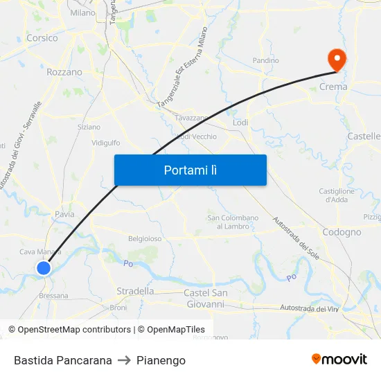 Bastida Pancarana to Pianengo map