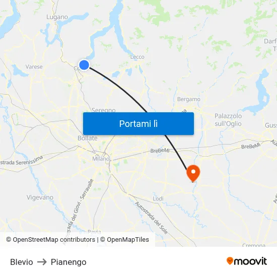Blevio to Pianengo map