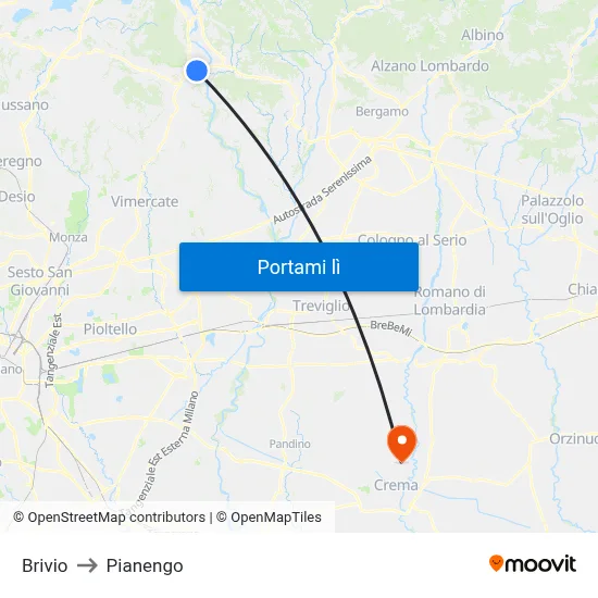 Brivio to Pianengo map