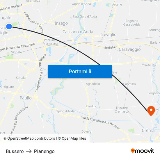Bussero to Pianengo map