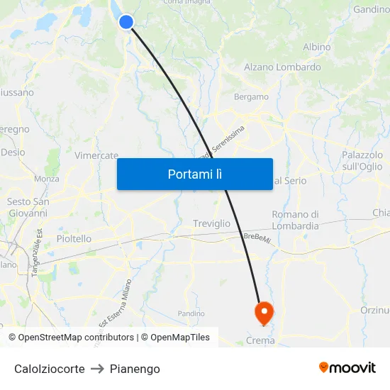 Calolziocorte to Pianengo map